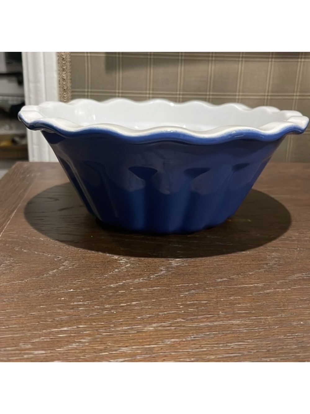 Emile Henry deep dish Jelly Bowl Blue and white 9”